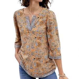 J Jill Border Printed Popover Floral Top 2x 20 NEW